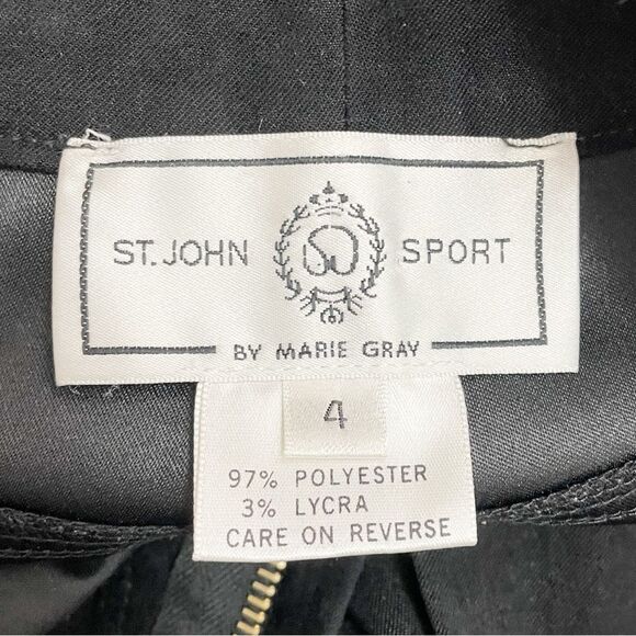 Vintage St. John Sport Pants Black Straight Leg Microfiber Trousers Size 4 - Picture 9 of 11
